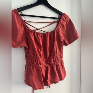 Red Polyester Blend Top
